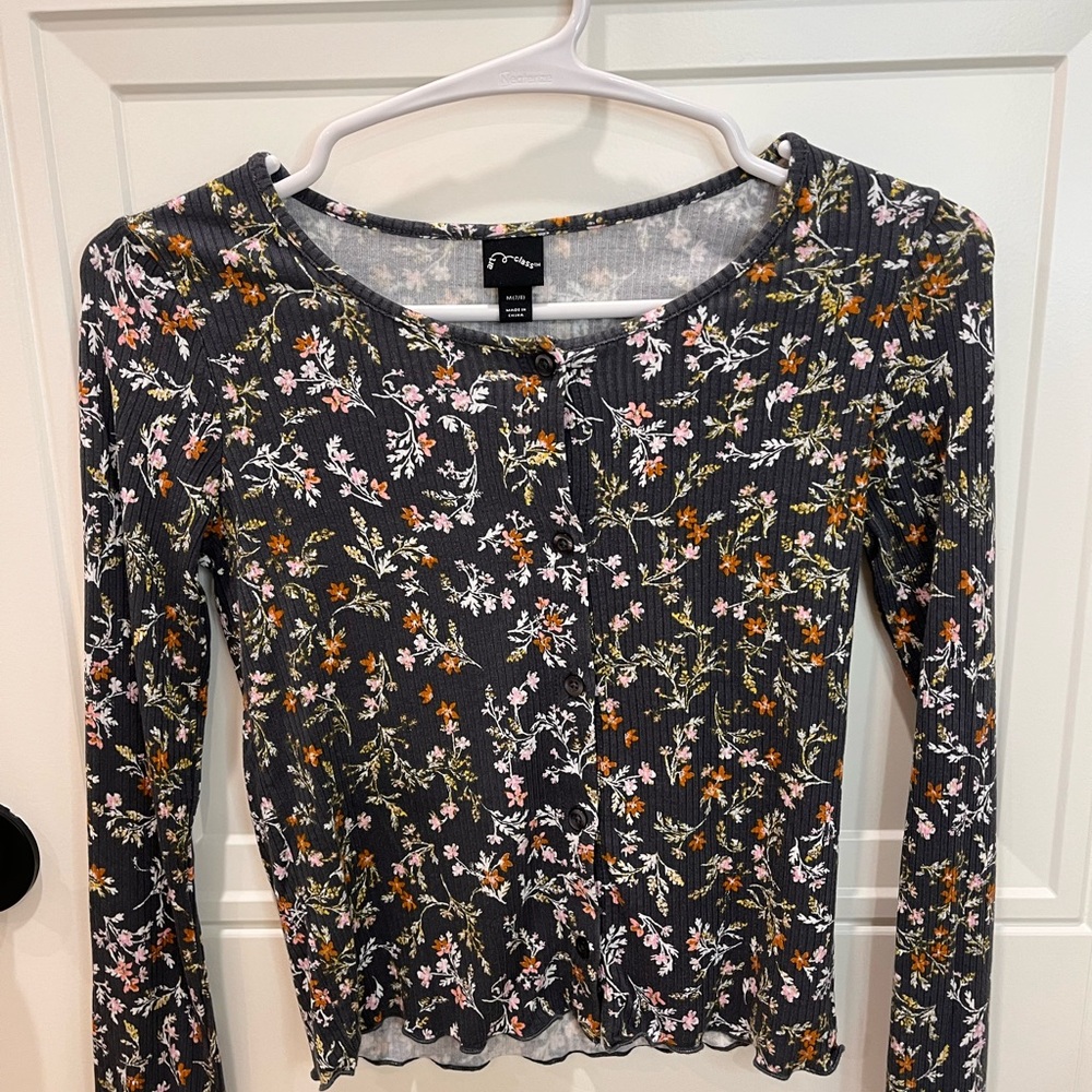 Art class Black Floral Long Sleeve Top